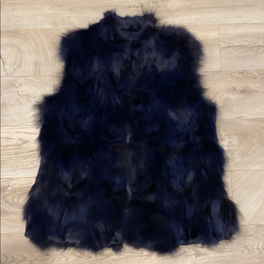 Blue fox vest fur coat